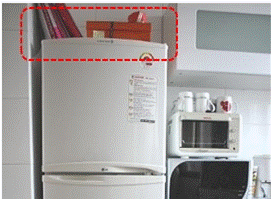 Objects on top or on the sides of a refrigerator can cause vibration or malfunction.