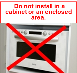 Do not install in a cabinet or an enclosed area.